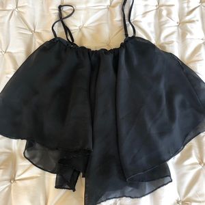 womens black flowy crop top, S/M